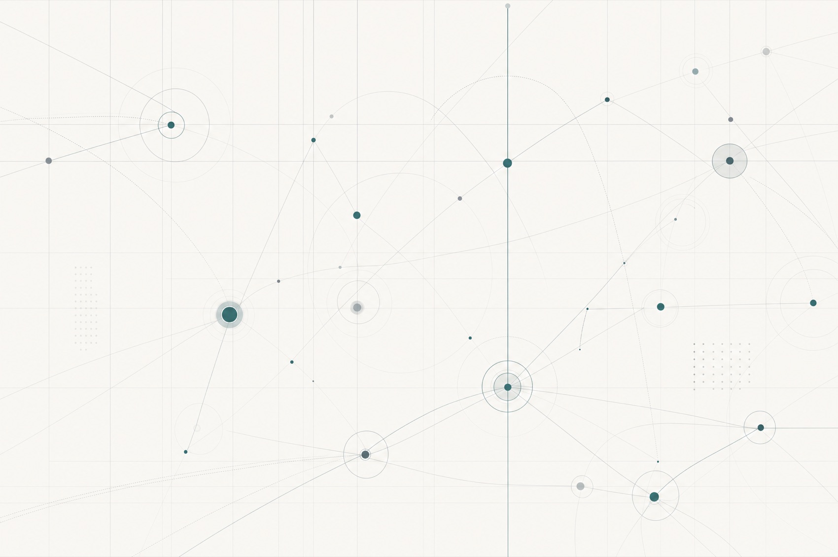 Teal network-graph mesh representing connected operating businesses across industries